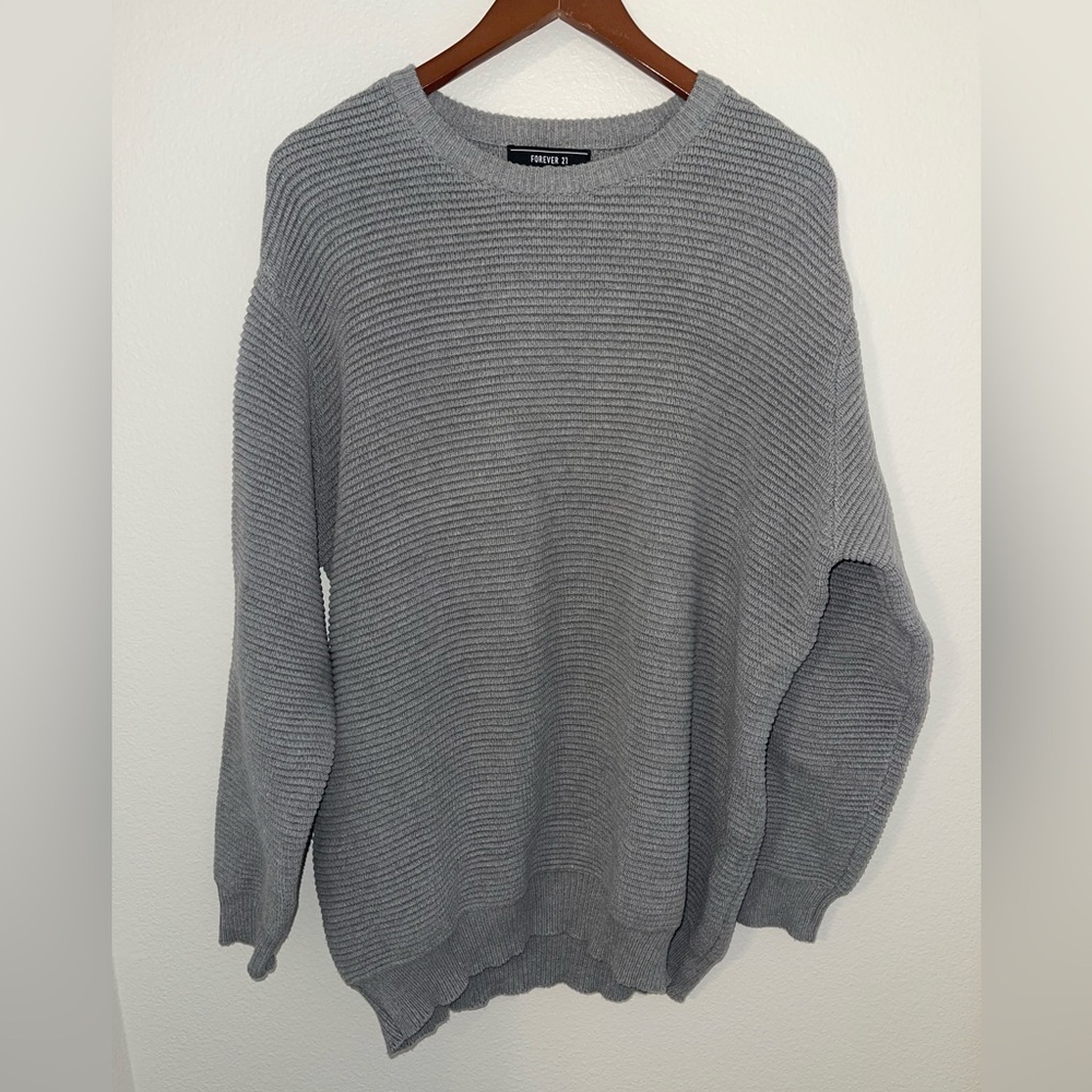 Forever 21 Men's Ribbed Crewneck Sweater - Gray